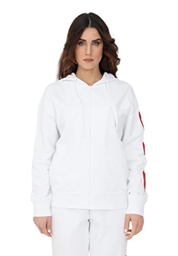 Love Moschino Womens Zippered Regular fit Sweatshirt Jacket, Optical White,...