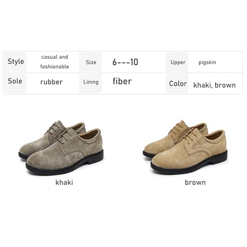 Men's Suede Low Heel Lace-Up Classic Oxford Shoes Retro Round Toe Comfortable Non-Slip Business Work Driving Formal Derby Shoes2