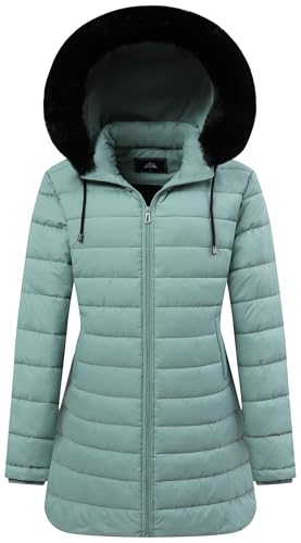 GOLDLADIES Women's Waterproof Long Down Jacket,Warm Winter Hooded Puffer Coat Thickened for Hiking Outdoor