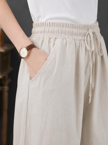 Image of LIRIT Womens Solid Color Wide Leg Trouser Pant with Drawstring Elastic Waist, Relaxed Fit, Full Length, Casual Lounge Palazzo Bottom