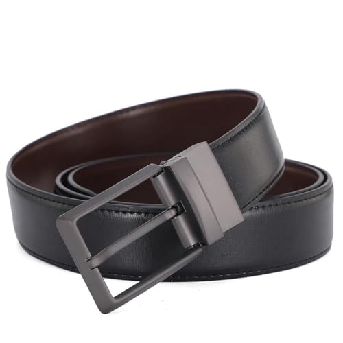 Men's double-sided pin-buckle genuine leather business casual belt2