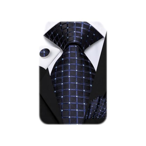 Image of Dubulle Mens Paisley Striped Tie Woven Necktie for Men and Handkerchief Cufflinks Set Wedding Formal Business