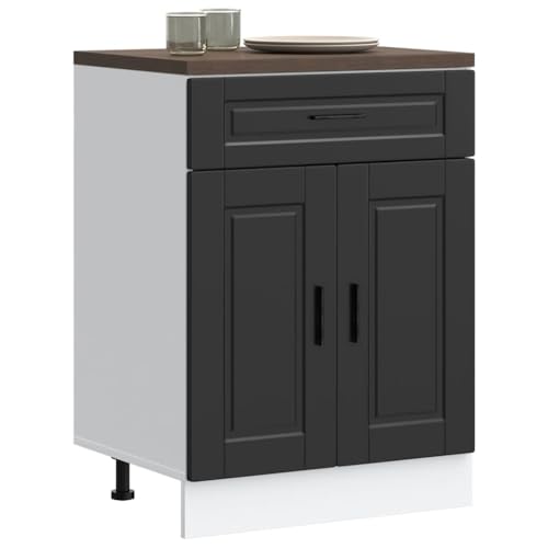 Gecheer Mueble bajo de Cocina Porto Madera contrachapada Negro Aparador Comedor,Mueble Auxiliar,Alacena de Cocina Estantería de Cocina,Muebles de Cocina TY-3