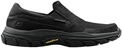 Skechers Men's Respected-Calum Goodyear Rubber Low Profile Leather Slip On with Twin Gore Loafer, Black, 11 | Image 1