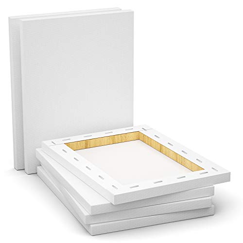 Image of GOTIDEAL Stretched Canvas, 12x16 Inch Set of 6, Primed White - 100% Cotton Artist Canvas Boards for Painting, Acrylic Pouring, Oil Paint Dry & Wet Art Media