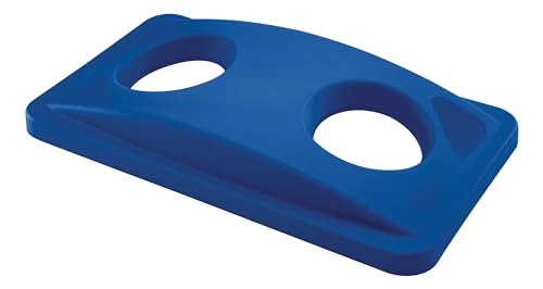 Image of Rubbermaid Commercial Products SLIM JIM Bottles /Cans Recycling Lid for Use with 16 /23 GAL Vented Slim Jim Containers, for Kitchens /Classrooms /Offices /Back of House, Blue