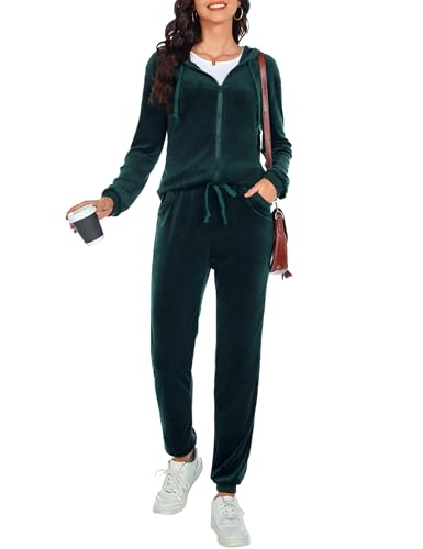 Aottori Survêtement Femme Velours Ensembles Sportswear 2 Pièce Zippé à Capuche Ensemble de Sport Jogging Pantalon Décontracté Pyjama d'intérieur...
