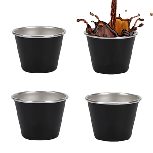 Taza de viaje – Taza de café 50 ml, vasos de tiro portátiles, juego de 4 tazas de vino al aire libre de acero inoxidable | Recipiente para beber antifugas, tazas de té de viaje en bolsa de transporte