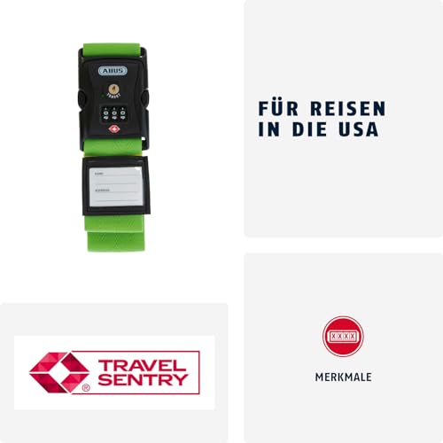 ABUS luggage strap with TSA lock 620TSA/192 - Luggage strap with 3-digit numerical code - Name tag included - green - Image 3