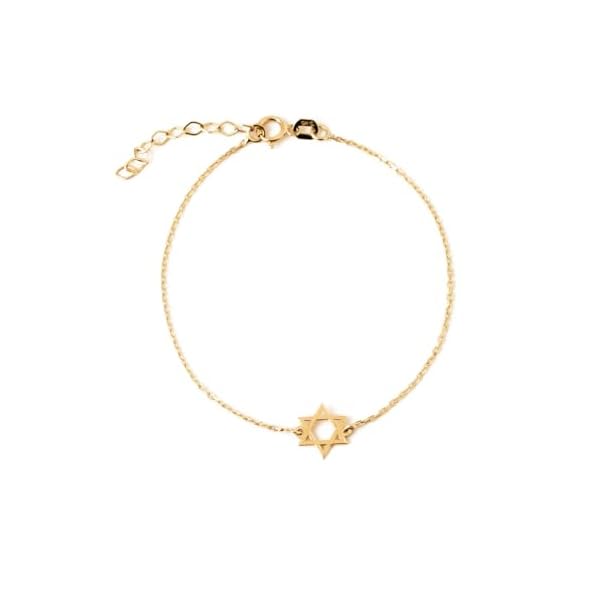Gelin 14K Solid Gold Star of David Bracelet for Women | 14K Gold Protection Bracelet | Dainty Star Jewelry | Gifts for Birthday, Adjustable 6" to 7"