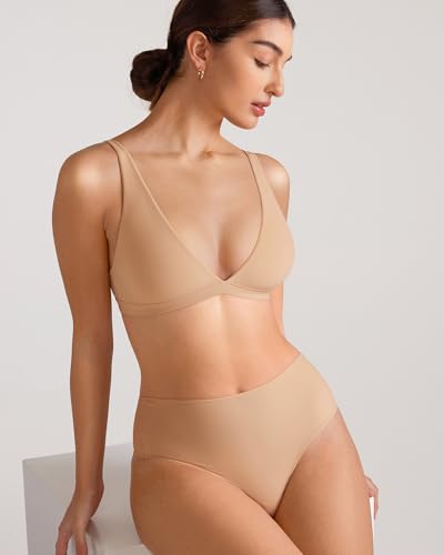 Image of INLYRIC Women's Inbarely Soft Plunge Bralette - Deep V Unlined Triangle No Padding No Underwire Sexy Comfort Sleep Bra