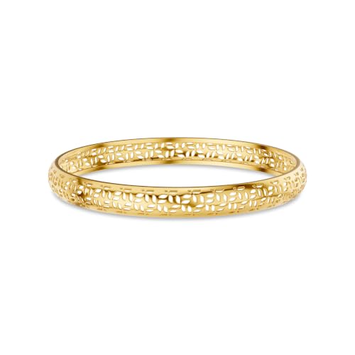 Image of KISNA 9KT Florie Gold Bangle For Women | BIS Hallmarked Yellow Gold Bangle | Lightweight Daily Wear Gold Jewellery | Gift for Wife, Mother & Sister | S 2.4 Anna