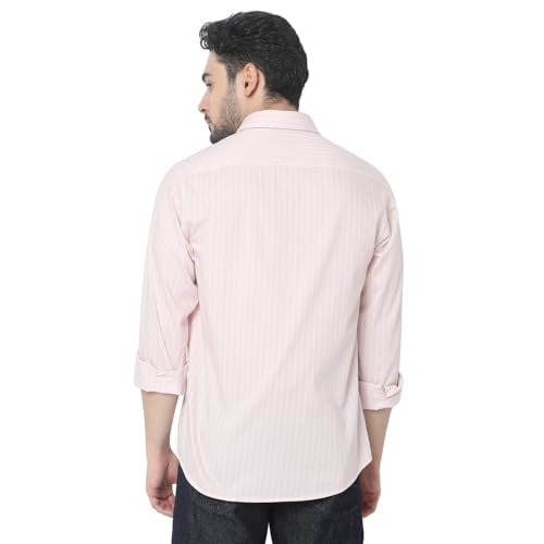 Image of Spykar Men's Relaxed Fit N /A Half Sleeve Striped Casual Shirts
