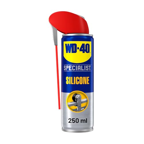 WD-40 Specialist Silicone Spray Lubricant 250ml All-Weather Rust Protection Silicone Lubricant Repels Moisture Dust and Grime for Rubber Seals Doors Windows