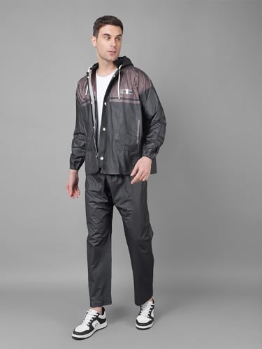 Image of Dollar Rainguard Men's PVC Full Sleeve Solid Raincoat with Adjustable Hood and Pocket