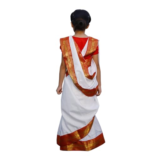 Image of ITSMYCOSTUME Bengali Saree Dress For Girls Kids Folk Dance Costume Kids Costume Wear