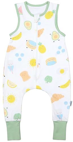 TupTam Saco de Dormir Bebé con Piernas – Saco Bebé Dormir Verano 0.5 TOG, Algodón OEKO TEX, Motivos de desayuno, 80 86