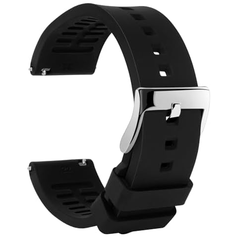 TStrap Silicone Watch Band for Men - Black Quick Release Watch Band for Women Soft - Waterproof Smart Watch Bracelet Clasp - Correa de Silicona para Reloj Replacement - 18mm 19mm 20mm 21mm 22mm 24mm Cover