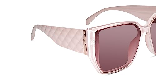 Image of LensKandy Oversized Rectangular UV400 Protected Sunglasses for Women | Stylish Fashion Eyewear | Large Frame Trendy Sun Glasses | Lightweight Comfortable 9131-Pink