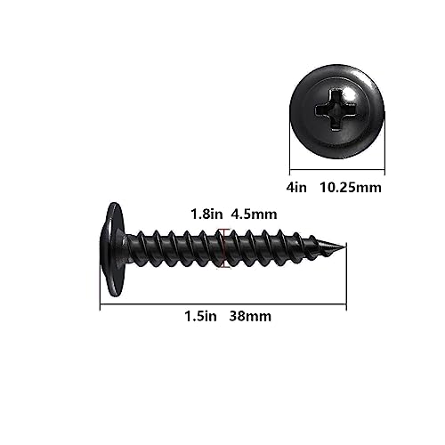 Image of (150 pcs) Wensilon #10x1-1 /2 inch Black Phillips Truss Head Wood Screws Quick Metal Self Tapping