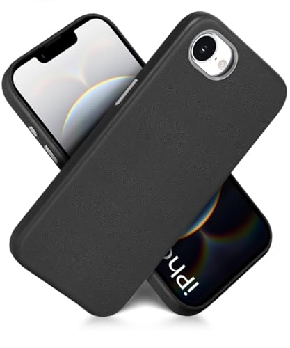 Image of WOW IMAGINE Back Cover for iPhone 16e | iPhone 17e | Shockproof Tough Leather Texture Hard Mobile Case | Ultra Slim Non-Slip Grip | Inner Velvet Fabric | Metal Camera Ring - Black