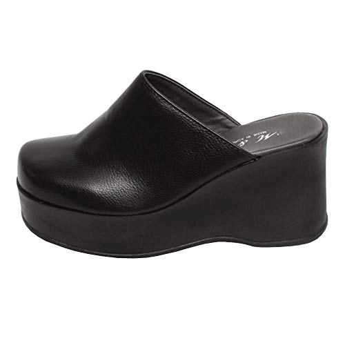 epdavin Women's Black Closed Toe Platform High Heel Slip On Backless Clogs Slides Mules Shoes 7 M US