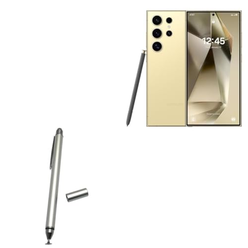 BoxWave Stylus Pen Compatible with Samsung Galaxy S24+ - DualTip Capacitive Stylus, Fiber Tip Disc Tip Capacitive Stylus Pen - Metallic Silver