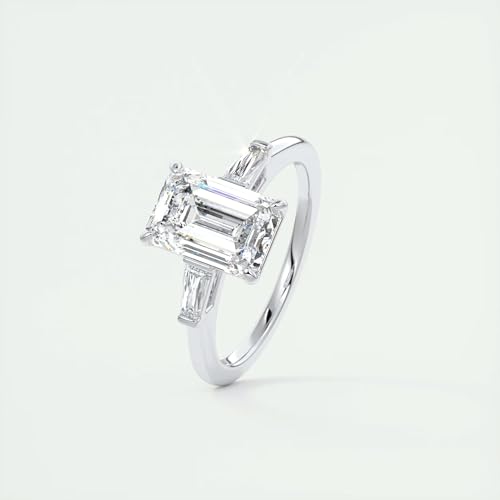 1-5 carat Emerald Cut VVS1-2 E-F colour Moissanite Diamond Flush Stacking Three Stone Solitaire Engagement Ring For Women2