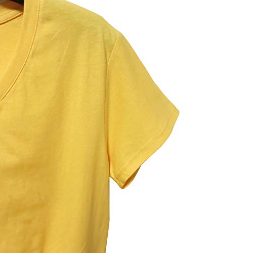 Women Cross Faith T-Shirt Printed V-Neck Letter Christian Graphic Cute Tees(V Yellow,M) #TOP1