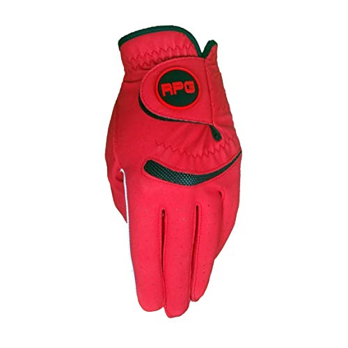 RPG Color Golf Gloves-Cabretta Leather Hybrid Glove-Men's (Worn ON Left Hand) (Red, X-Large)