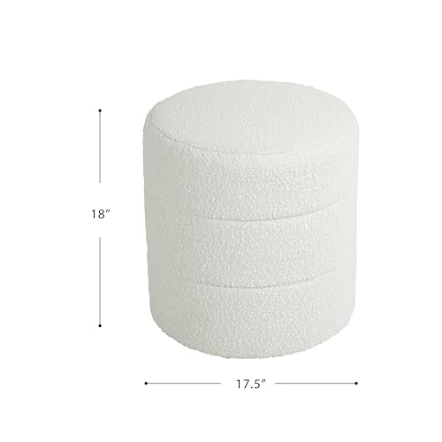 Image of HomePop 18 inch Round Ottoman - Cream Boucle