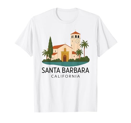 Santa Barbara Beach Retro California Surf Isla Vista Mission T-Shirt