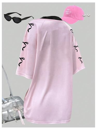 Image of Girl's Jersey Y2K Oversized Graphic Number Print Tops V Neck Short Sleeve T Shirt Hip Pop Tee Streetwear