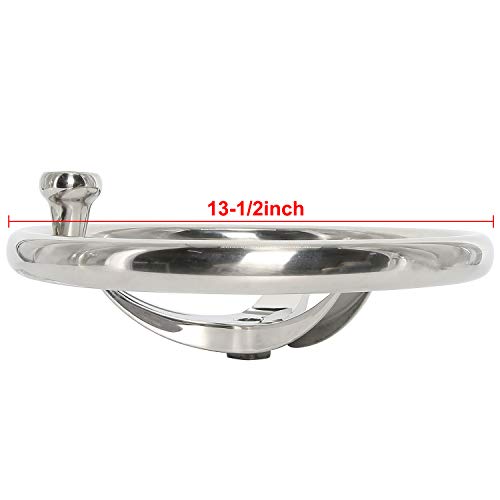 YaeGarden Stainless Steel Boat Steering Wheel,Marine Steering Wheels,13-1/2\" Dia 3 Spoke with 1/2\" Nut and Turning Knob (13.5\'\')