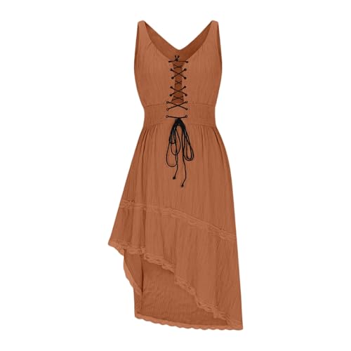 Robe gothique décontractée menthe avec cordon réglable et dentelle - 7