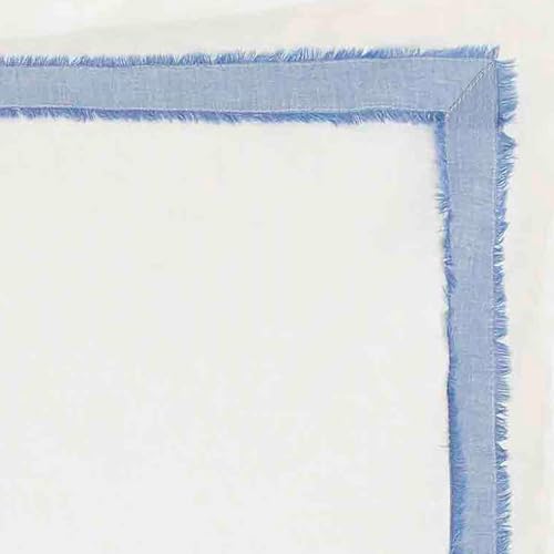 Image of Laura Ashley - Euro Sham, Soft Faux Linen Ramie Cotton Decorative Pillow Cover with Border Detail, 26x26, Room Decor (Mila Blue)