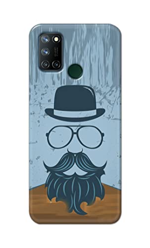 Image of PRINTFIDAA Mustache Beard and Hairstyle Hipster in Glasses Printed Designer Hard Case for Relame C17 / Realme 7i Back Cover -(e) RPM1002