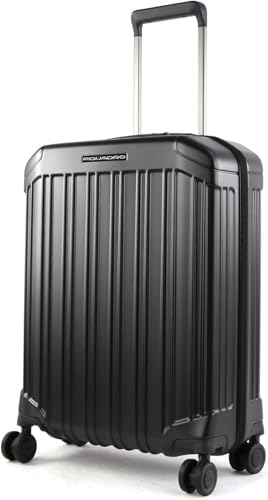 Piquadro – PQ-Light Trolley de Cabina de 4 Ruedas 55 cm – Policarbonato Ligero – Color Negro Mate – Equipaje de Mano