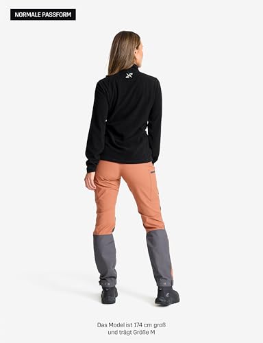 RevolutionRace Hiker Half-Zip Fleece für Damen, Leichter und elastischer Fleece mit halbem Reißverschluss, Black, M