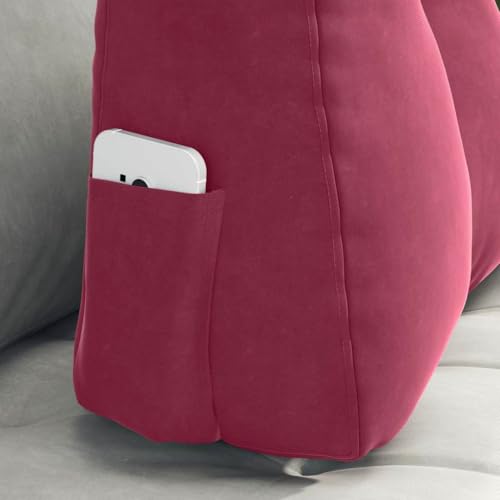 Coussin de dos de luxe en velours bordeaux avec dossier ergonomique chic - 6