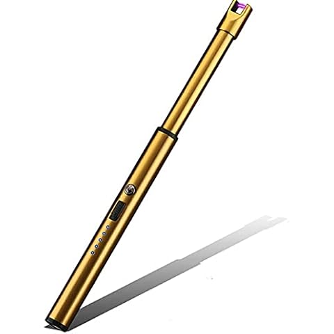 VLikeze Electric Candle Lighter, Arc Windproof Lighter USB Rechargeable - USB Lighter for Candles, Home, Kitchen, BBQ, Camping, Stove - Gold Cover