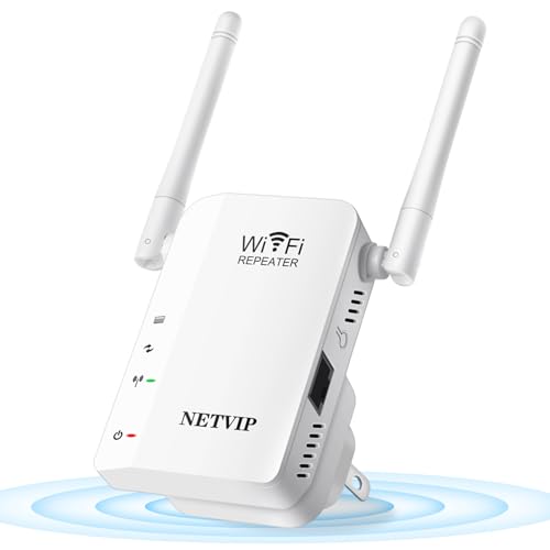WiFi Extender Signal Booster 300Mbps - Up to1500 Sq.Ft Coverage, Single Band 2.4GHz Wireless Repeater with Ethernet Port & 2 High Gain Antennas, Eliminate Wi-Fi Dead Zones for Home, Office