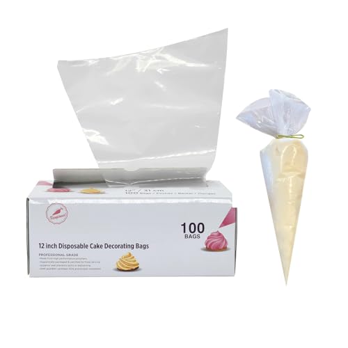 Keenpioneer Piping Bag - Disposable Cake Decorating Bag 100 Count (12 inch, Clear) Keenpioneer Piping Bag - Disposable Cake Decorating Bag 100 Count (12 inch, Clear)