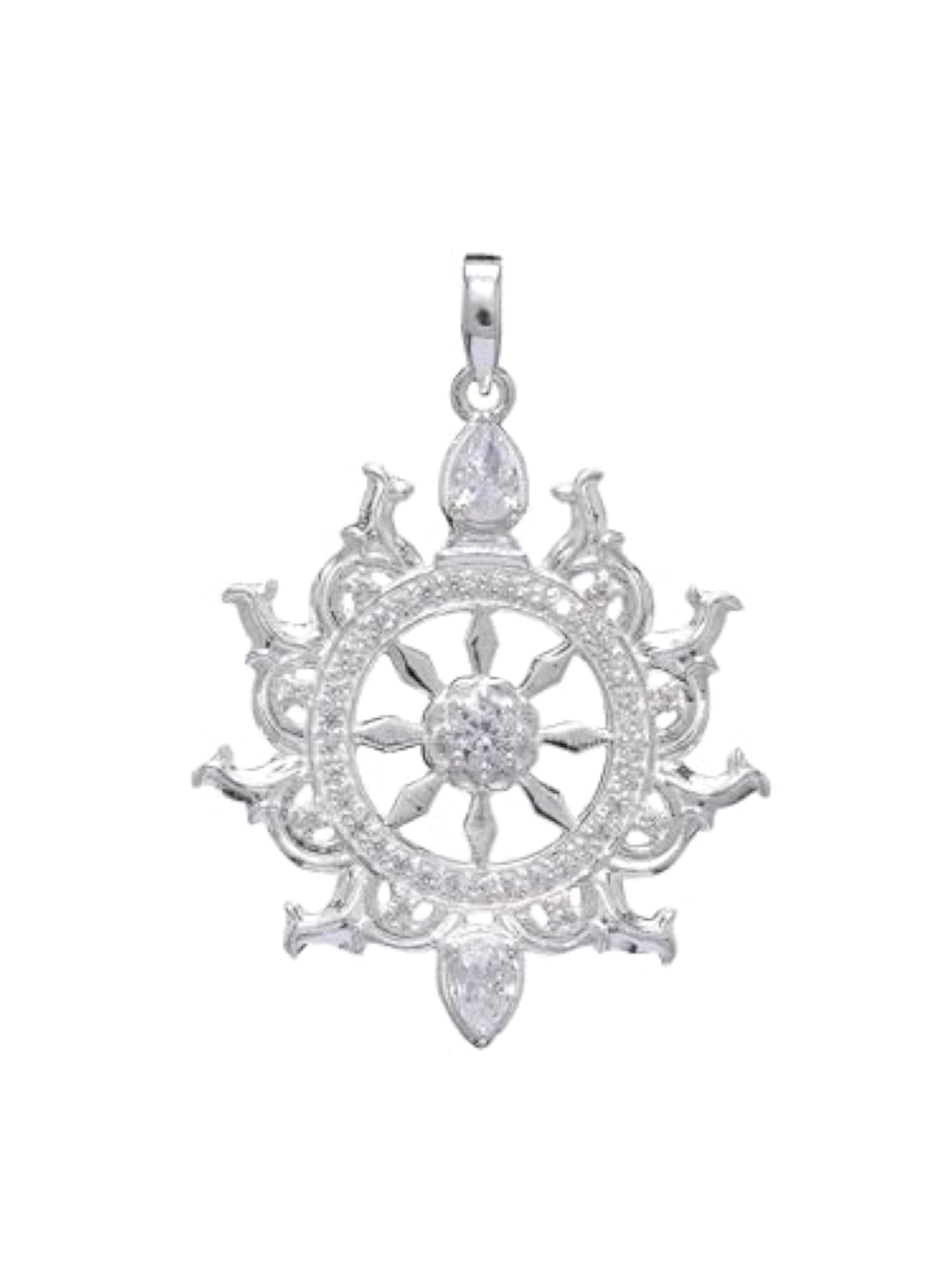 Sudarshan Chakra Pendant with Cubic Zirconia Necklace