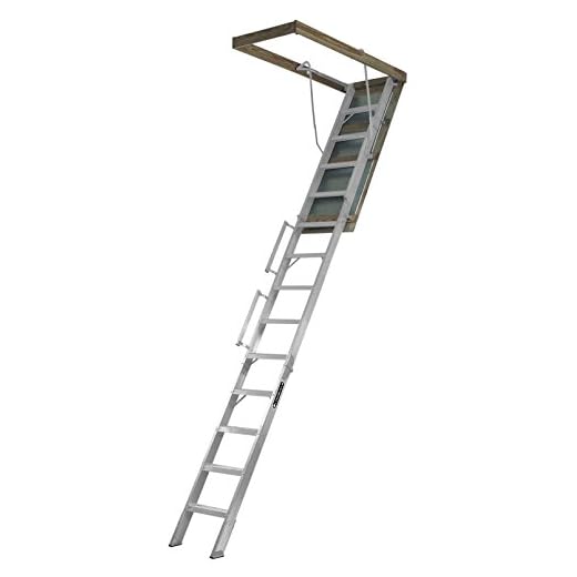 Louisville Ladder 22.5-Inch by 63-Inch Aluminum Attic Ladder, Fits 10' to 12' Ceiling Height, 350-Pound Capacity, AL228P