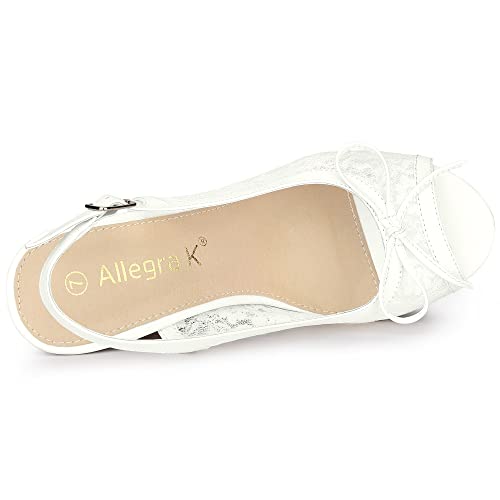 Allegra K Women's Lace Platform White Wedges Wedge Heel Sandals 7 M Us #TOP3