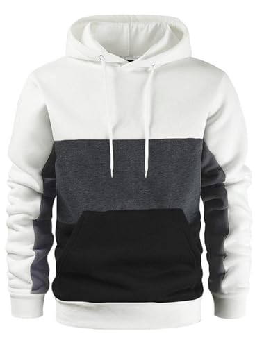 crazy bean Sudadera con Capucha Hombre Basic Sweat Hoodie Pullover Manga Larga Casual Sport Hooded Sweatshirt para Hombre Colour Block M-3XL