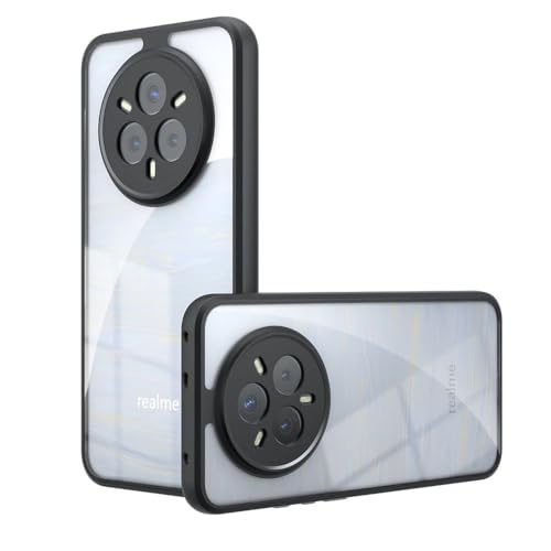 Image of REALCASE Hybrid Armor Back Cover Case for Realme 14 Pro 5G | Slim Fit Hard PC Back & Soft TPU Bumper | Protective Shockproof Case Back Cover for Realme 14 Pro 5G (Black + Clear)