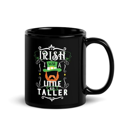 Teegarb Letter Blanket Caneca preta brilhante Irish I Was A Little Bit Taller