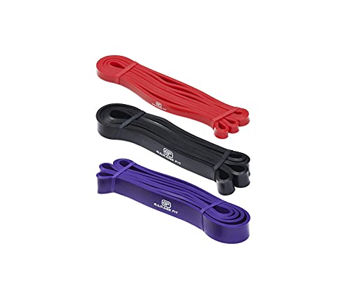 Garage Fit Resistance Bands for Pull Ups, Weightlifting Resistance Bands, Chin Up Bands, Calisthenics Pull Up Band, Pull Up Bands Assist (Bundle #1 Red & #2 Black & #3 Purple)